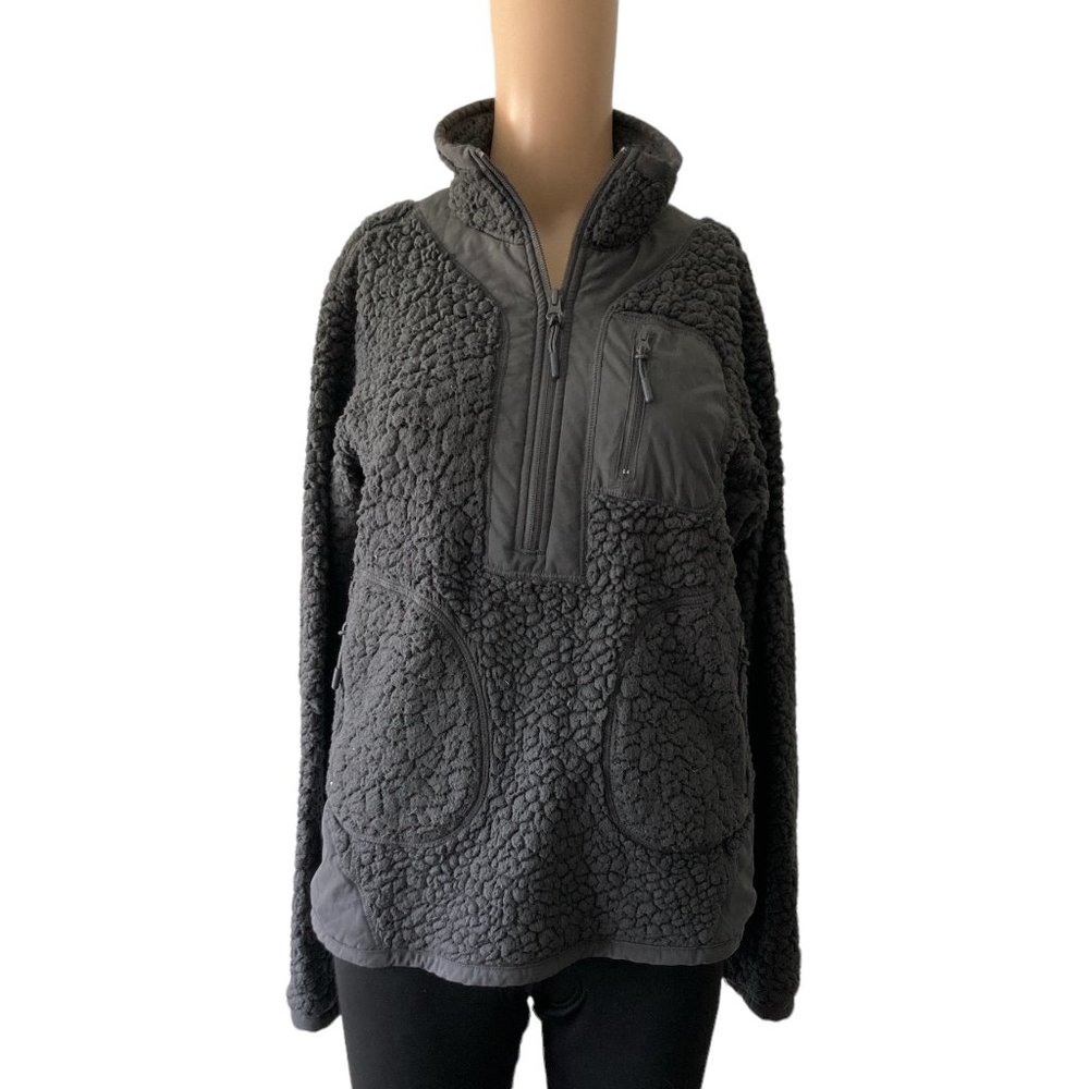 Zella Gray Pullover M Teddy Fleece Jacket